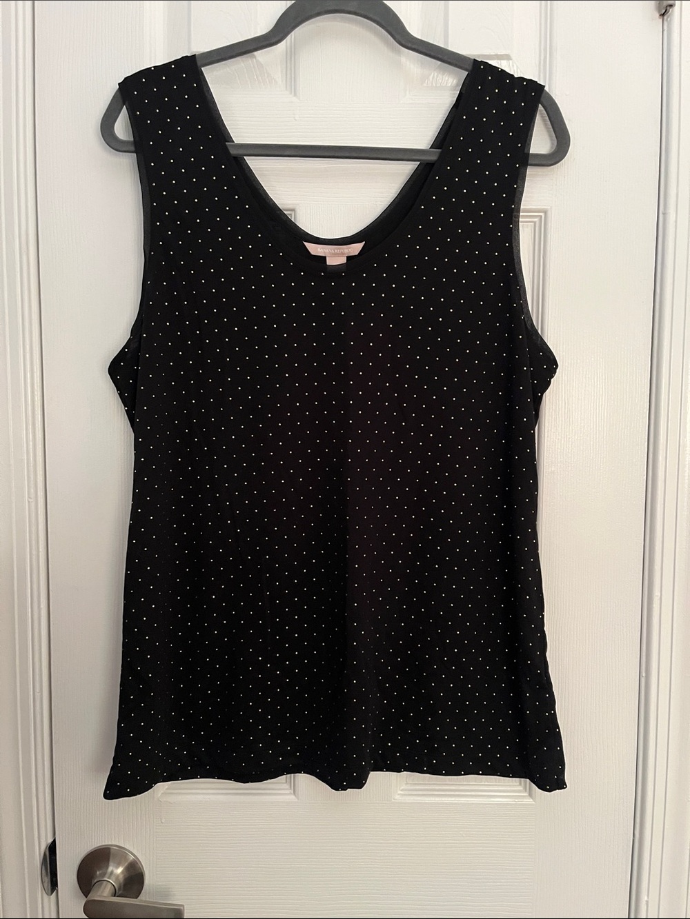 Women's Black Polka Dot Sleeveless Tank Top